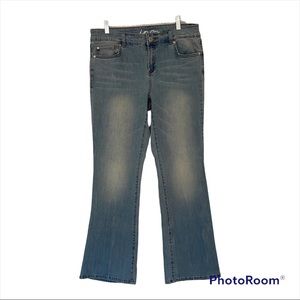 Inc Denim Women’s Flare Leg Jeans Size 12 Distressed Light Wash Stretch